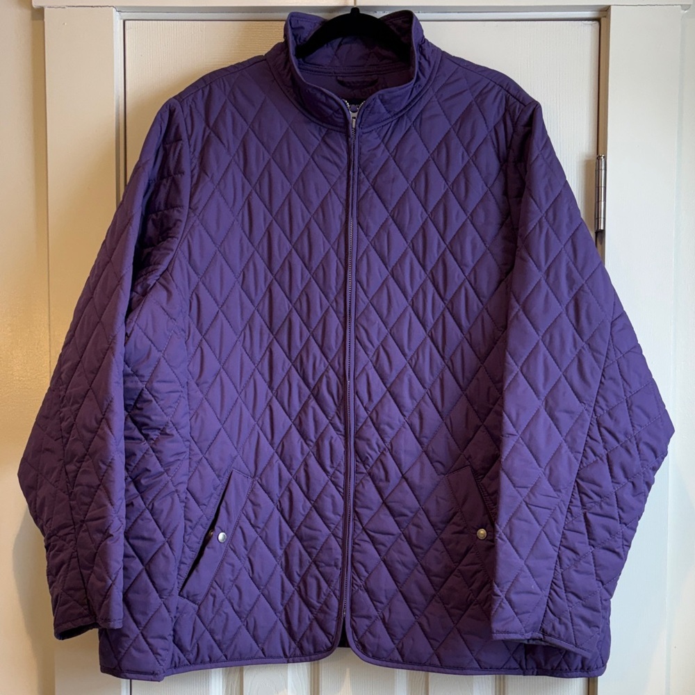 Lands’ End | Purple Quilted Winter Coat Jacket Zip Up Size 3XL w/ Pockets